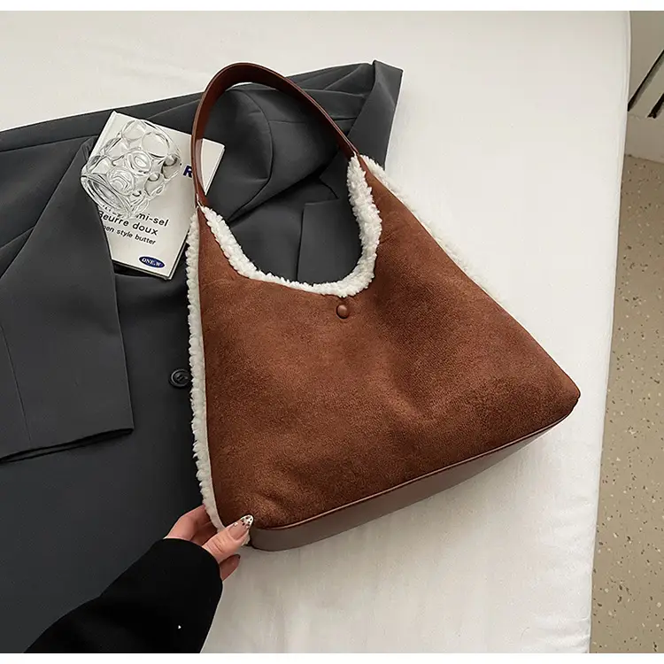 Brown Plush Shoulder Bag for Women New Cross-Border Fashion — feature 53