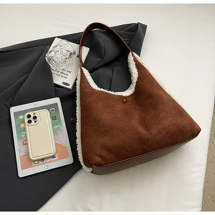 Brown Plush Shoulder Bag for Women New Cross-Border Fashion — feature 54