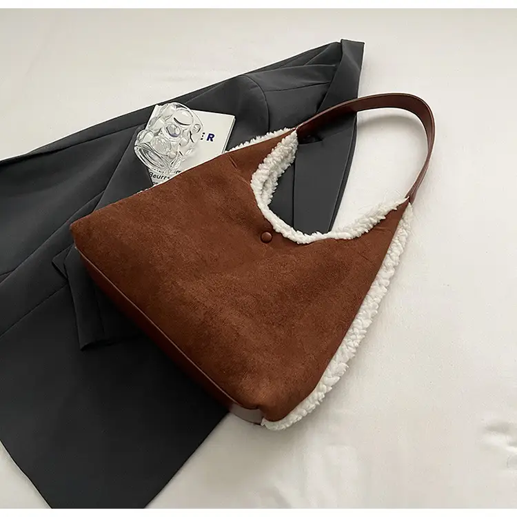 Brown Plush Shoulder Bag for Women New Cross-Border Fashion — feature 58
