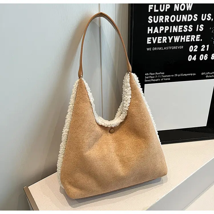 Brown Plush Shoulder Bag for Women New Cross-Border Fashion — feature 63