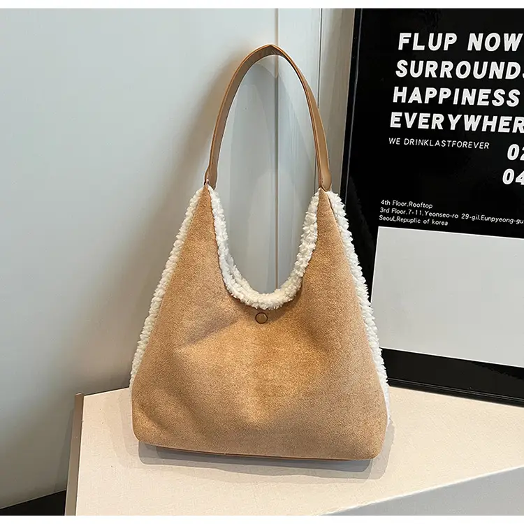 Brown Plush Shoulder Bag for Women New Cross-Border Fashion — feature 64