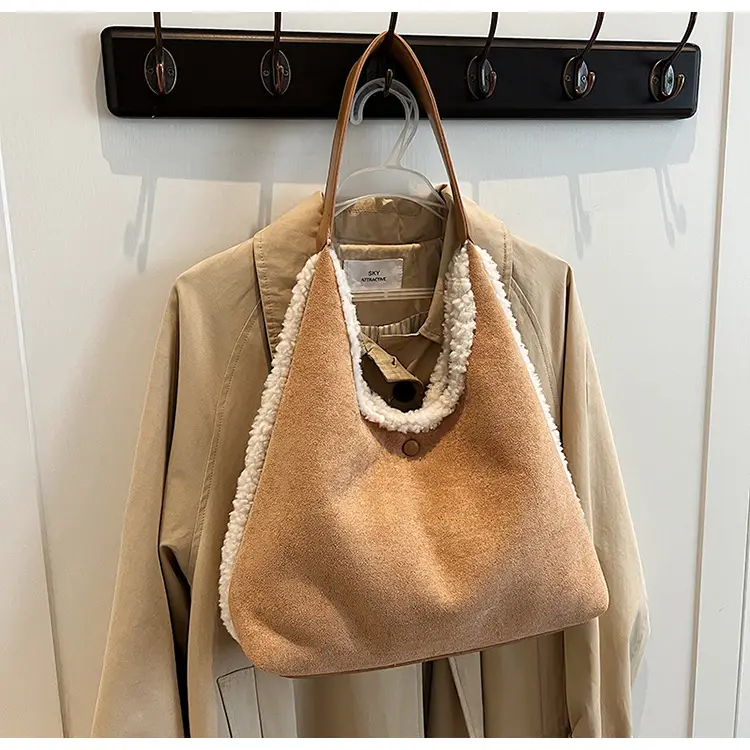 Brown Plush Shoulder Bag for Women New Cross-Border Fashion — feature 65