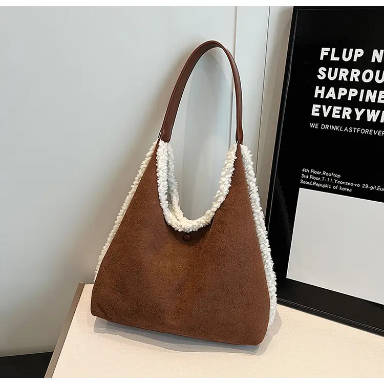Brown Plush Shoulder Bag for Women New Cross-Border Fashion — feature 71
