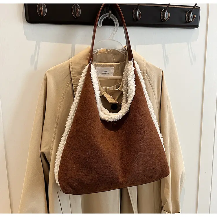 Brown Plush Shoulder Bag for Women New Cross-Border Fashion — feature 72