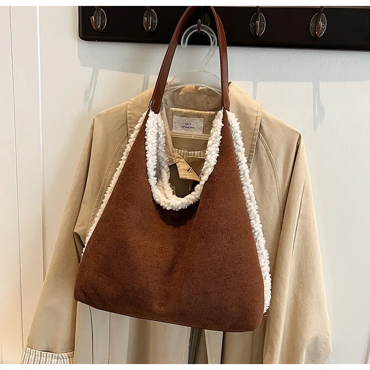 Brown Plush Shoulder Bag for Women New Cross-Border Fashion — feature 73