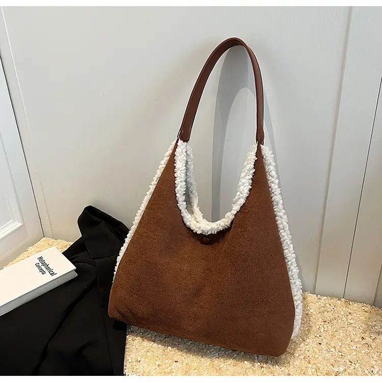 Brown Plush Shoulder Bag for Women New Cross-Border Fashion — feature 74