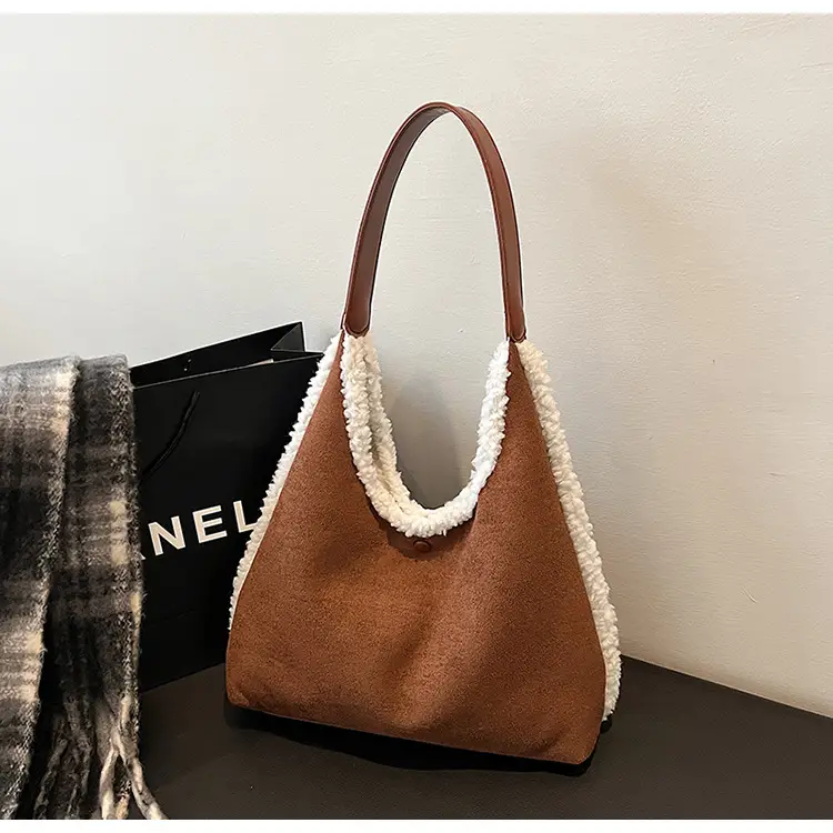 Brown Plush Shoulder Bag for Women New Cross-Border Fashion — feature 75