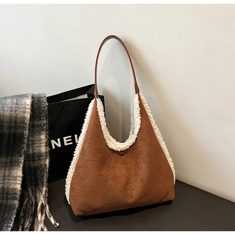 Brown Plush Shoulder Bag for Women New Cross-Border Fashion — feature 76