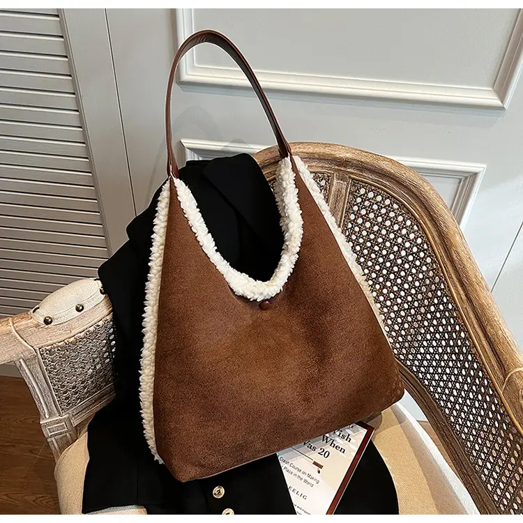 Brown Plush Shoulder Bag for Women New Cross-Border Fashion — feature 82