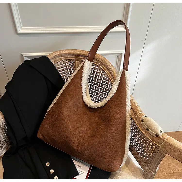 Brown Plush Shoulder Bag for Women New Cross-Border Fashion — feature 83