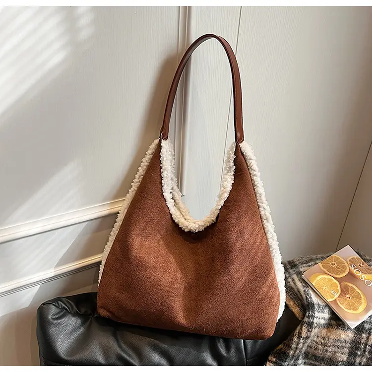 Brown Plush Shoulder Bag for Women New Cross-Border Fashion — feature 84
