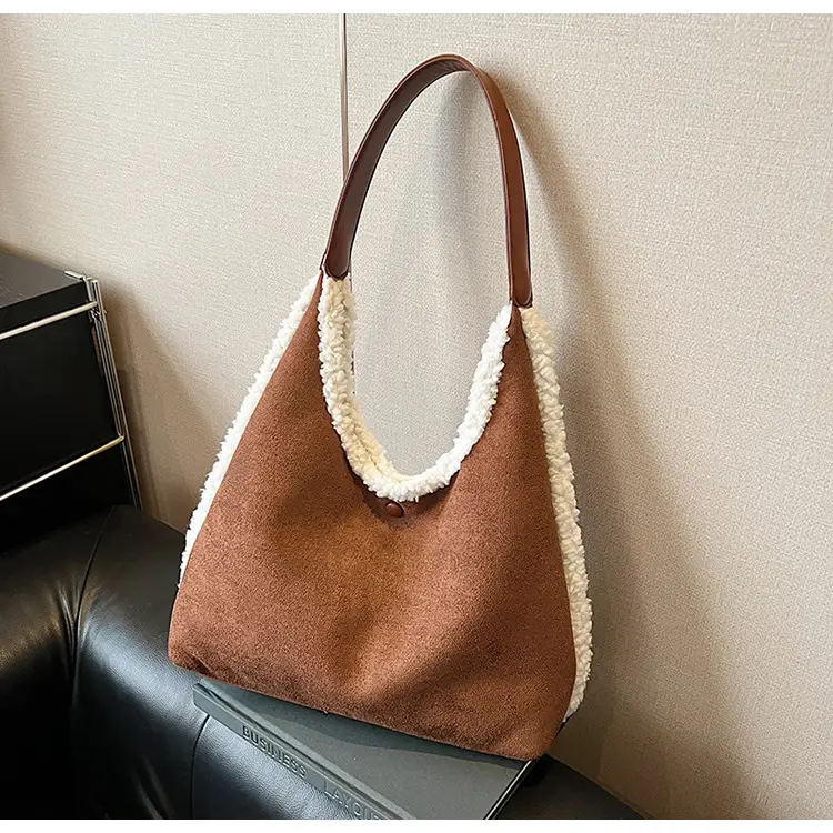Brown Plush Shoulder Bag for Women New Cross-Border Fashion — feature 85