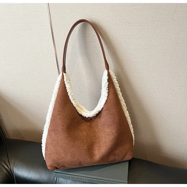 Brown Plush Shoulder Bag for Women New Cross-Border Fashion — feature 86