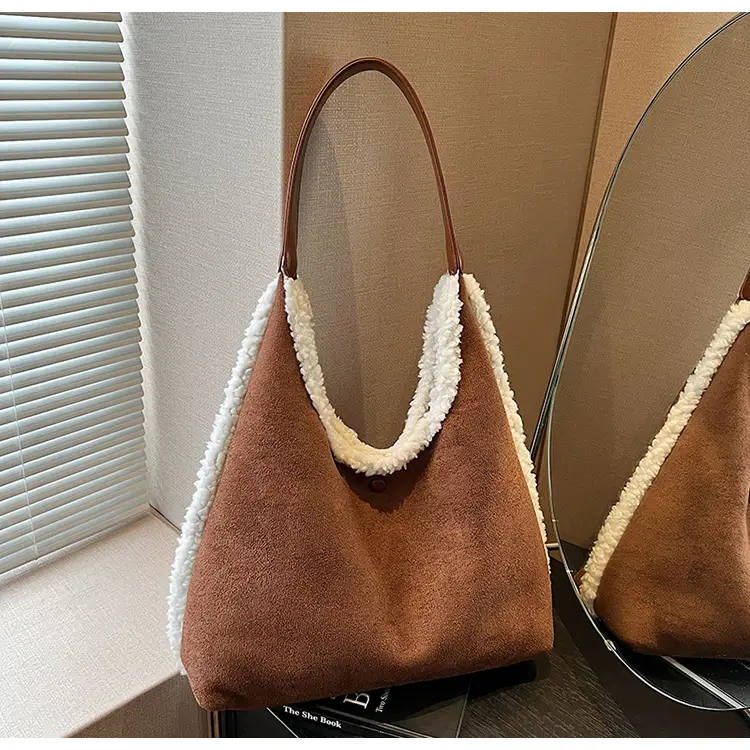 Brown Plush Shoulder Bag for Women New Cross-Border Fashion — feature 91
