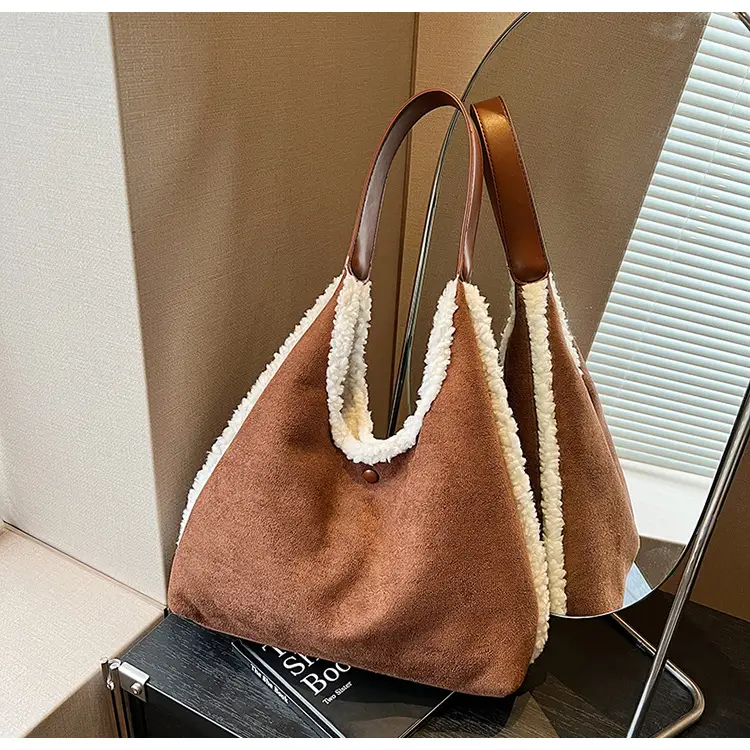 Brown Plush Shoulder Bag for Women New Cross-Border Fashion — feature 92
