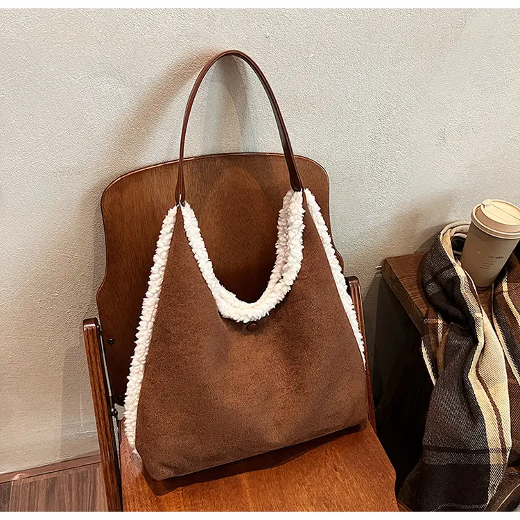 Brown Plush Shoulder Bag for Women New Cross-Border Fashion — feature 93