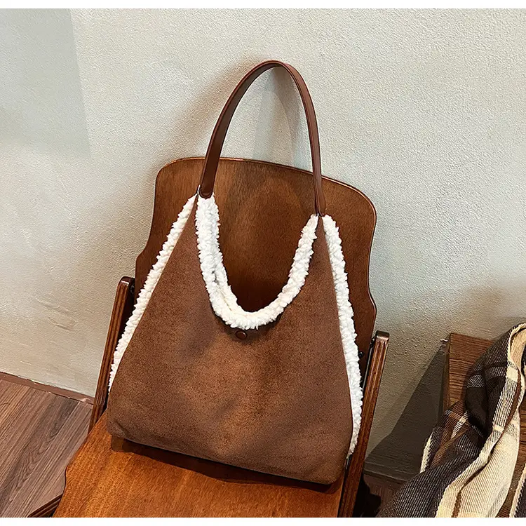 Brown Plush Shoulder Bag for Women New Cross-Border Fashion — feature 94