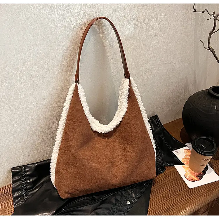 Brown Plush Shoulder Bag for Women New Cross-Border Fashion — feature 95