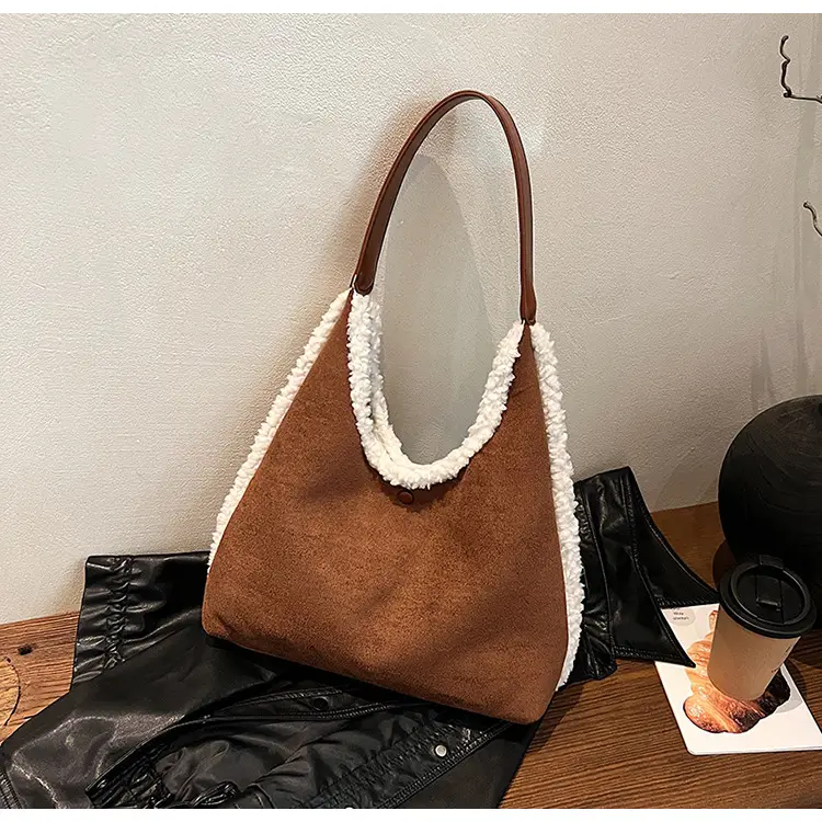 Brown Plush Shoulder Bag for Women New Cross-Border Fashion — feature 96