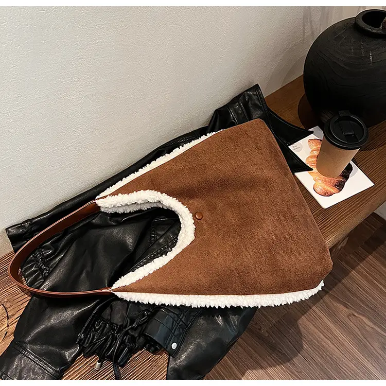 Brown Plush Shoulder Bag for Women New Cross-Border Fashion — feature 97