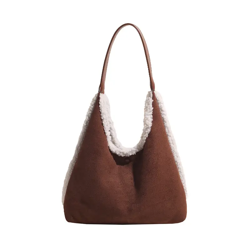 Brown Plush Shoulder Bag for Women New Cross-Border Fashion - Image 3