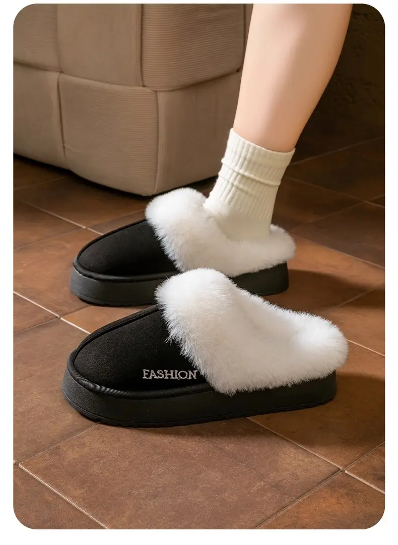 Cotton Slippers for Autumn and Winter, Indoor Closed-Toe Slippers, Plush, Warm, Non-Slip, Women's Home Slippers, Fleece-Lined, Cold-Proof — feature 20
