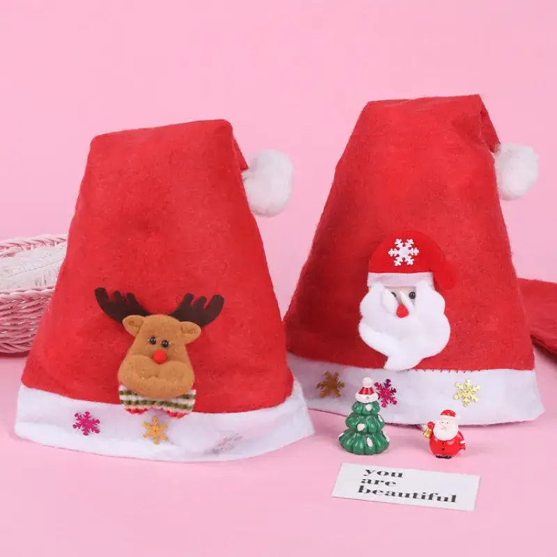 Red Cartoon Christmas Hats for Kids Wholesale - Image 4