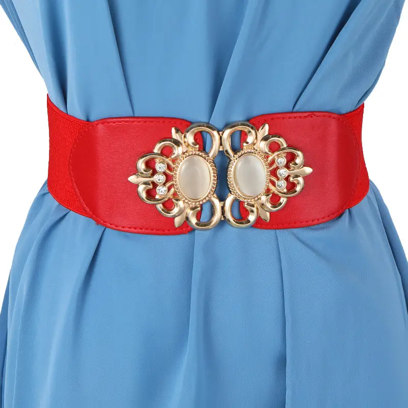 Red Korean-style Wide Belt with Seal & Cat Eye Stone — feature 50
