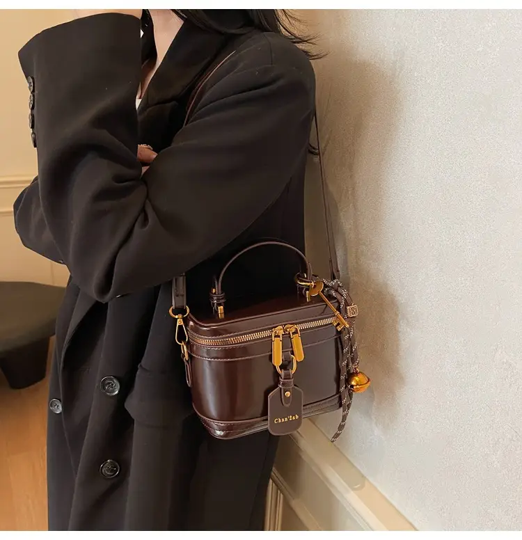 Women Satchel Box Bag Brown Leather 2025 New Korean Style — feature 20