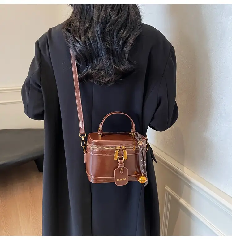 Women Satchel Box Bag Brown Leather 2025 New Korean Style — feature 21