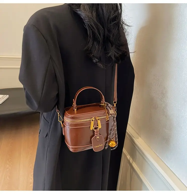 Women Satchel Box Bag Brown Leather 2025 New Korean Style — feature 24