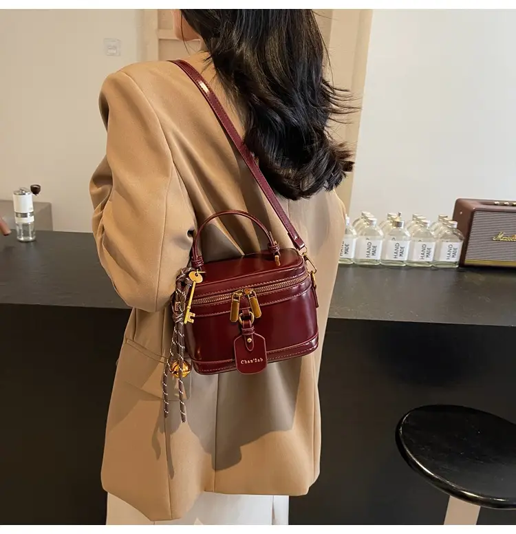 Women Satchel Box Bag Brown Leather 2025 New Korean Style — feature 26
