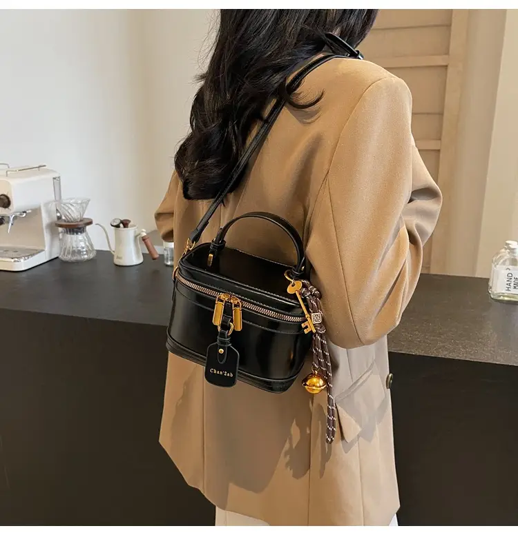 Women Satchel Box Bag Brown Leather 2025 New Korean Style — feature 31