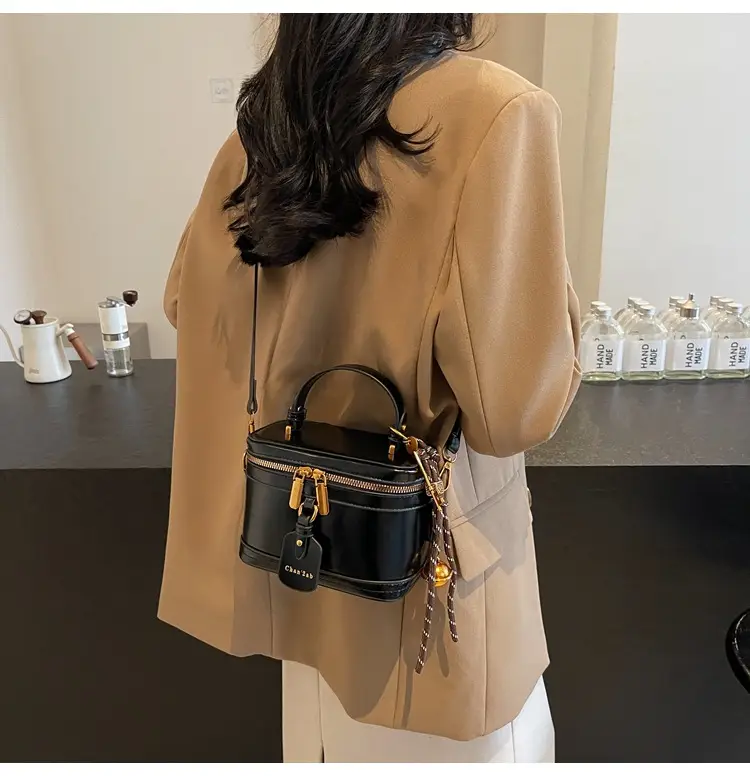 Women Satchel Box Bag Brown Leather 2025 New Korean Style — feature 35