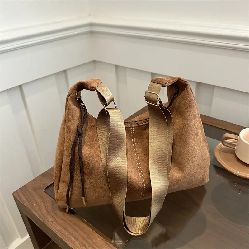 Women's Gold Leather Shoulder Bag Autumn Winter 2024