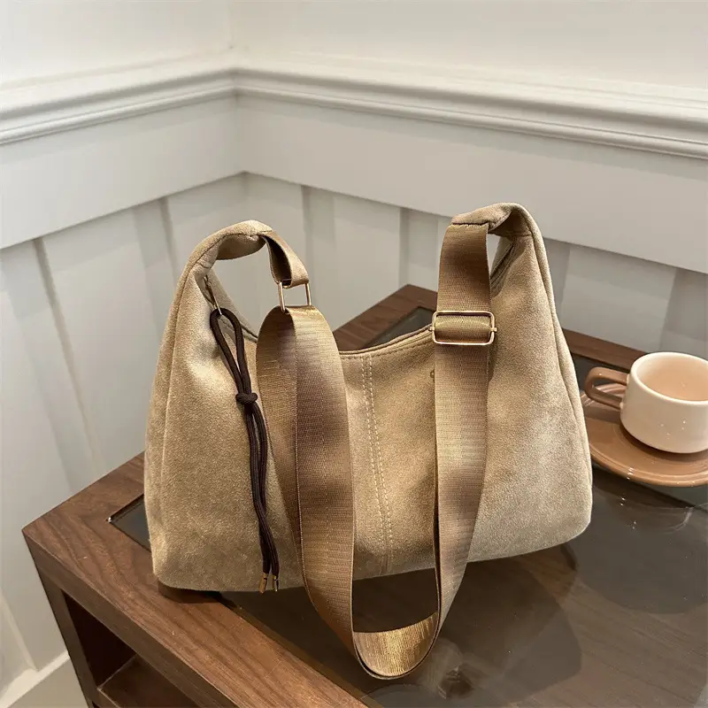 Women's Gold Leather Shoulder Bag Autumn Winter 2024