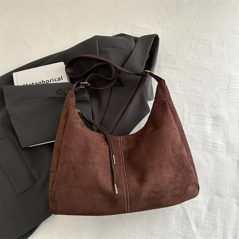 Women's Gold Leather Shoulder Bag Autumn Winter 2024