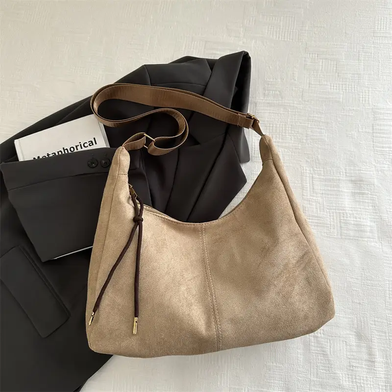 Women's Gold Leather Shoulder Bag Autumn Winter 2024