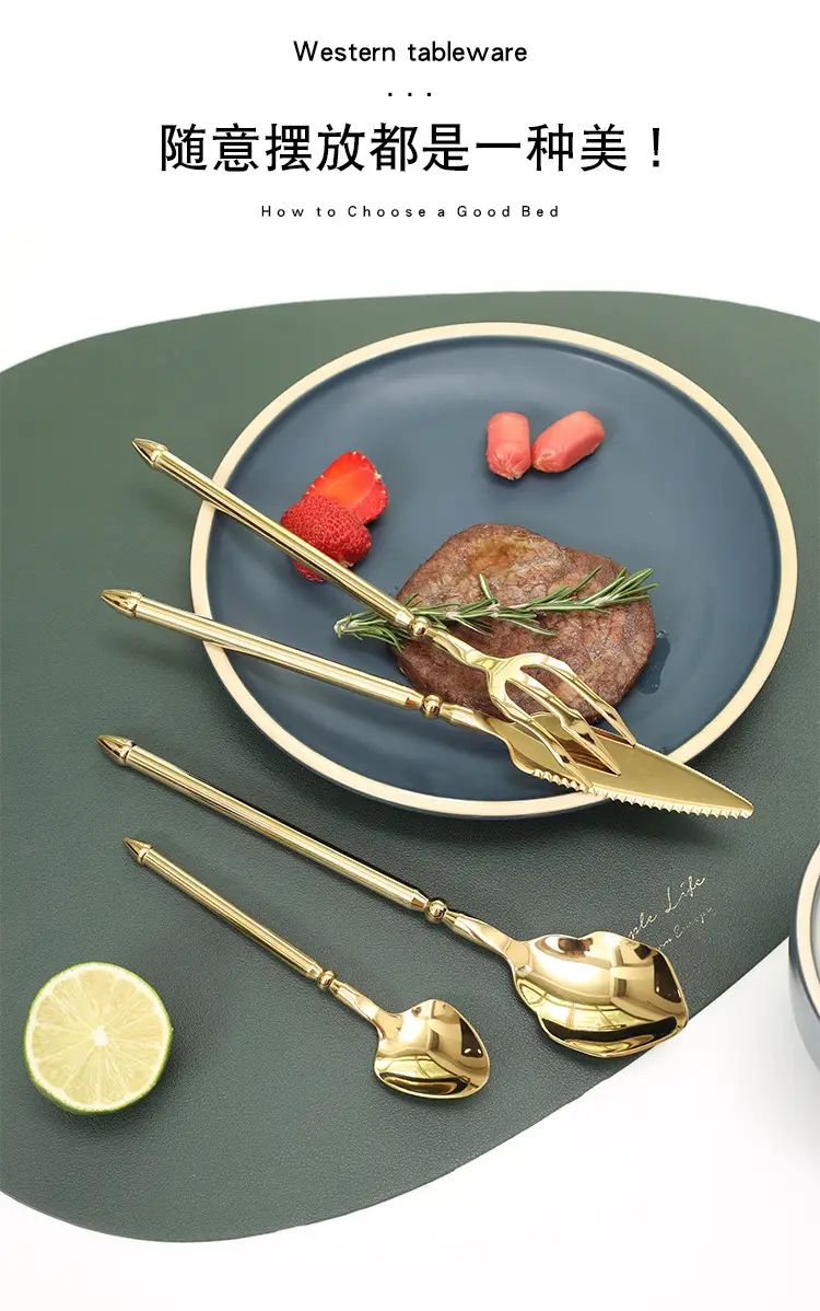 304 Stainless Steel Knife Fork Spoon Neptunus Trident Steak Knife Dessert Spoon — feature 11