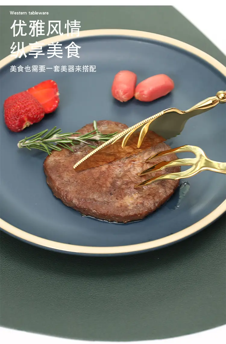 304 Stainless Steel Knife Fork Spoon Neptunus Trident Steak Knife Dessert Spoon — feature 8