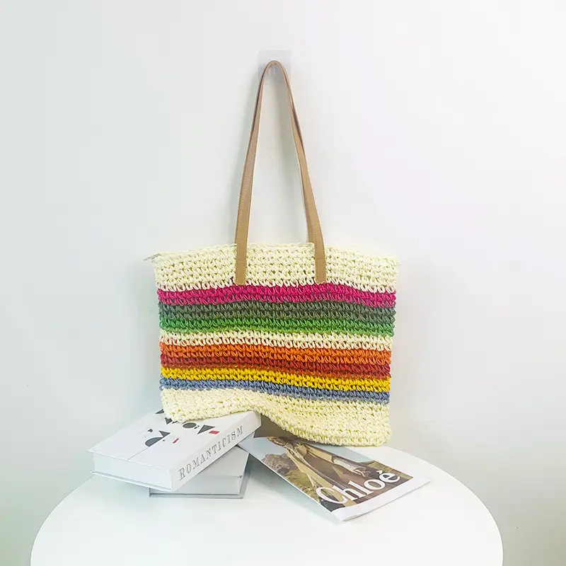 Straw Bag Multi Color Large Capacity Beach Travel