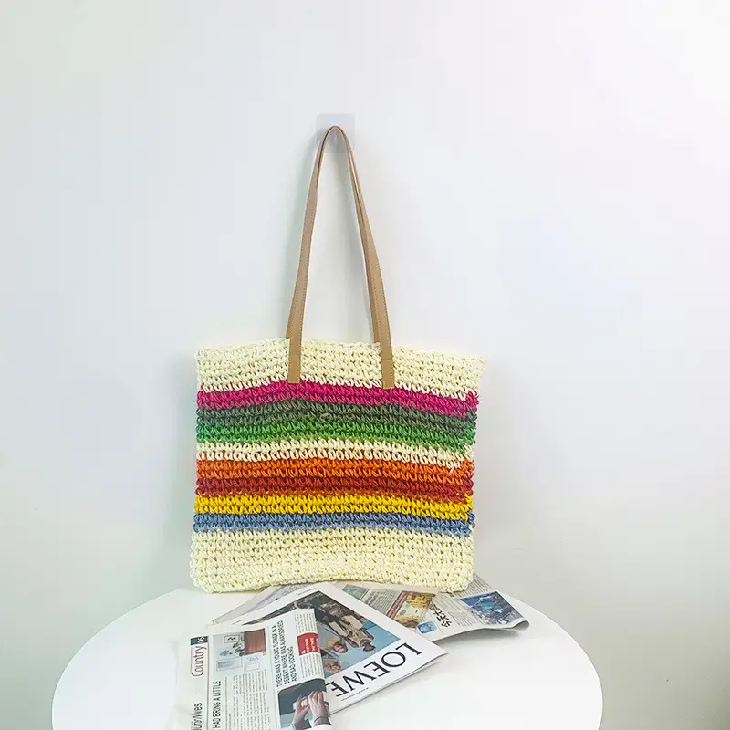 Straw Bag Multi Color Large Capacity Beach Travel