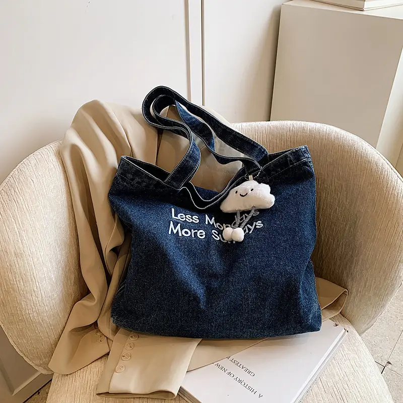 Women Denim Shoulder Bag Catch the Good Things 2024 - Image 8