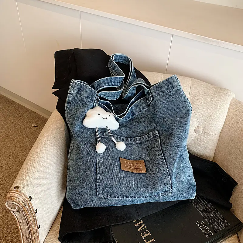 Women Denim Shoulder Bag Catch the Good Things 2024 - Image 9