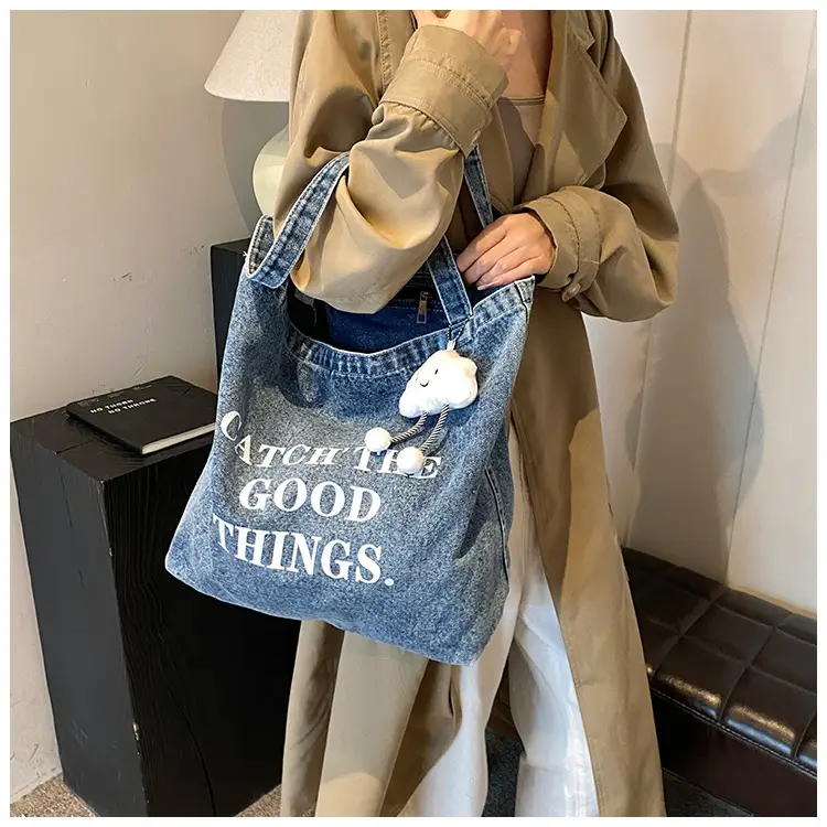 Women Denim Shoulder Bag Catch the Good Things 2024 — feature 12