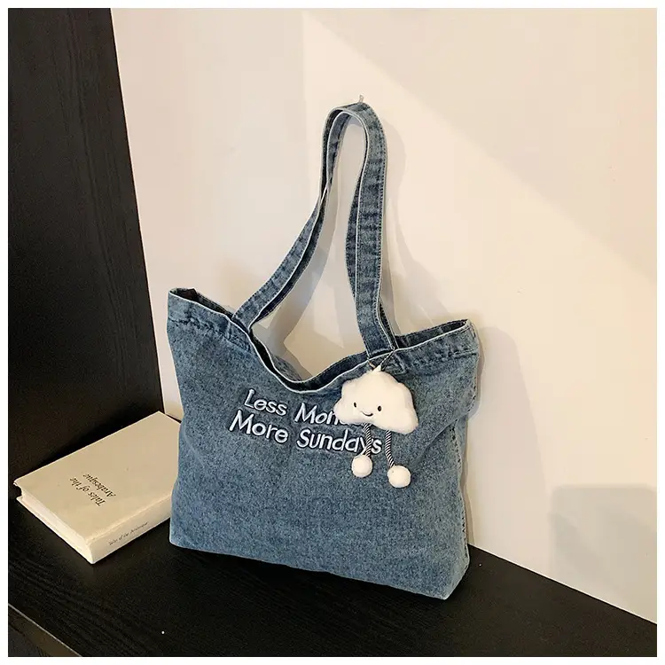 Women Denim Shoulder Bag Catch the Good Things 2024 - Image 5