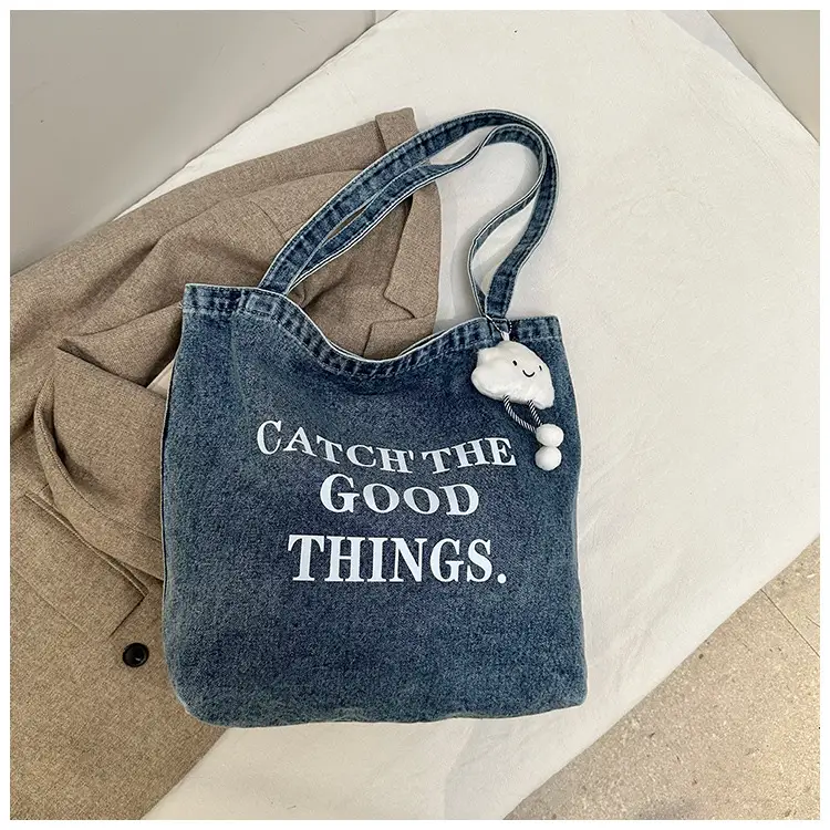 Women Denim Shoulder Bag Catch the Good Things 2024 - Image 6