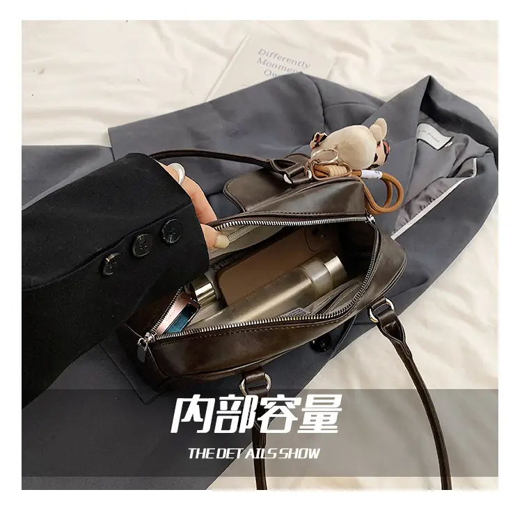 Women's 2024 Brown Leather Shoulder Bag with Cute Charm — feature 8