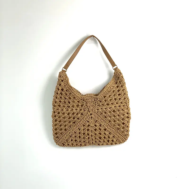 Women's Yellow Paper Rope Straw Shoulder Bag