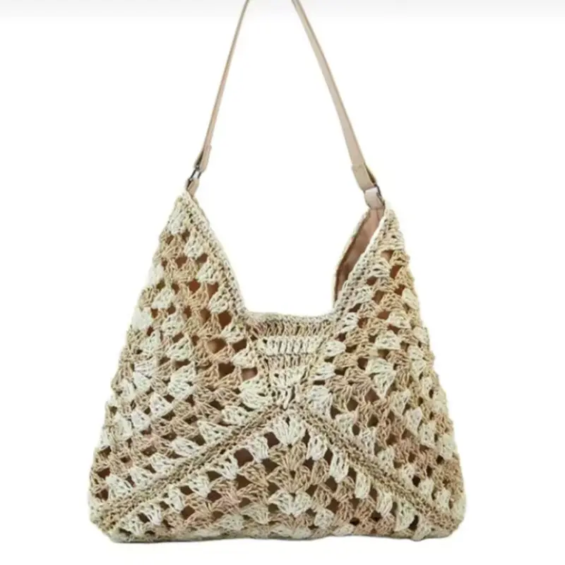 Women's Yellow Paper Rope Straw Shoulder Bag